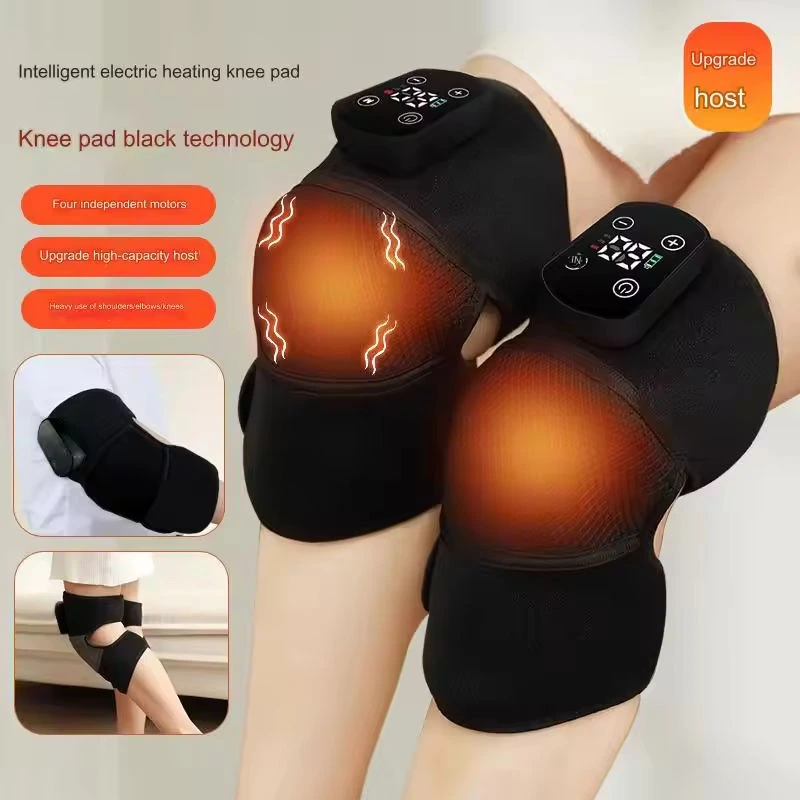 YLSM052 Electric heating knee massager, far-infrared hot compress vibrating knee therapy device, four motor deep kneading, intelligent temperature control warm knee pad