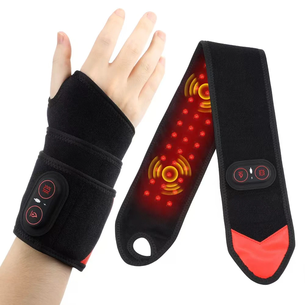 YLSM047 Red Light Wrist Massager, Heating & Vibration Wrist Support Brace with 36‑pcs 660nm Light Beads for Home & Office Use