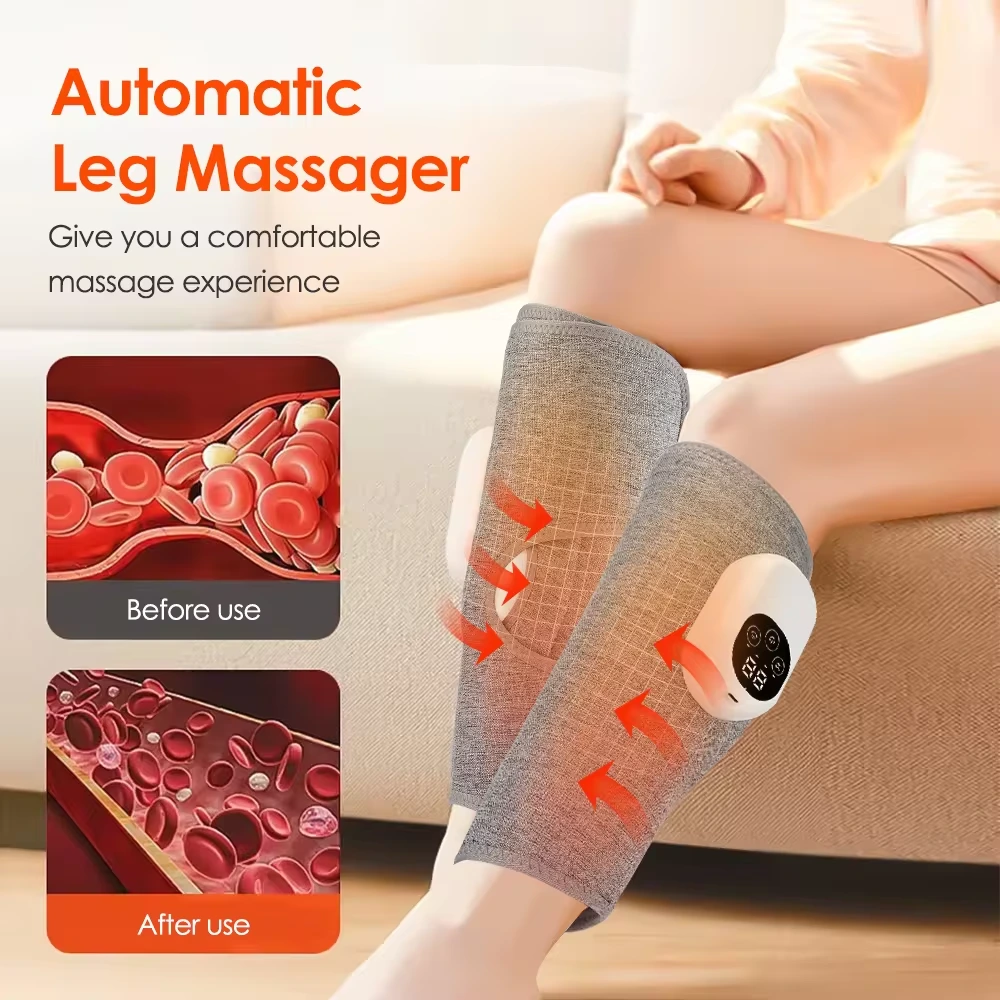 YLSM048 Rechargeable Air Compression Calf Massager, Single Unit Heated Leg Massager with 3 Adjustable Intensities for Calf Muscle Relaxation