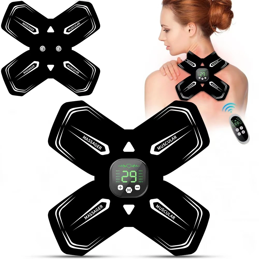 YLSM062 Wireless Remote-controlled Patch-type Shoulder and Neck Massager, with Portable Charging Design.