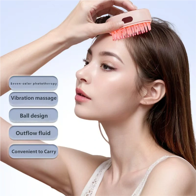 YLSM068 The Seven-color Light Therapy Scalp Massage Comb Can Unblock Meridians and Promote Blood Circulation, Reducing Hair Oiliness