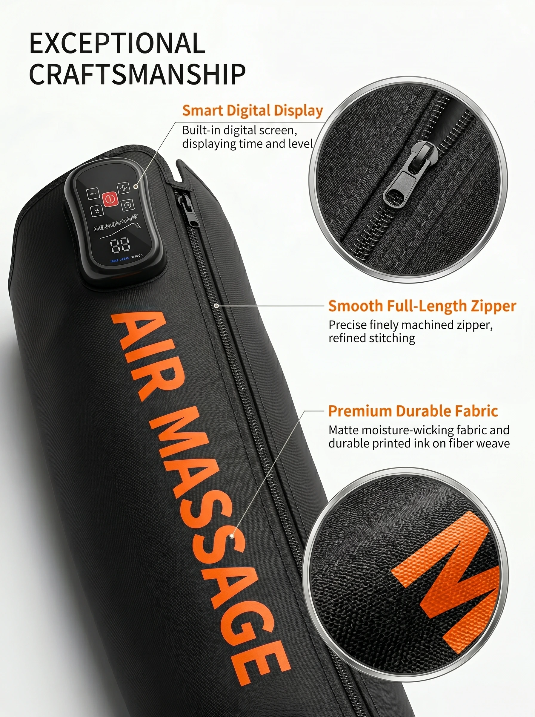 YLSM073 Wireless Rechargeable Air Compression Leg Massager Boots, Air Wave Pressure Massage for Calf & Thigh, Home Use Leg Muscle Relaxation Device