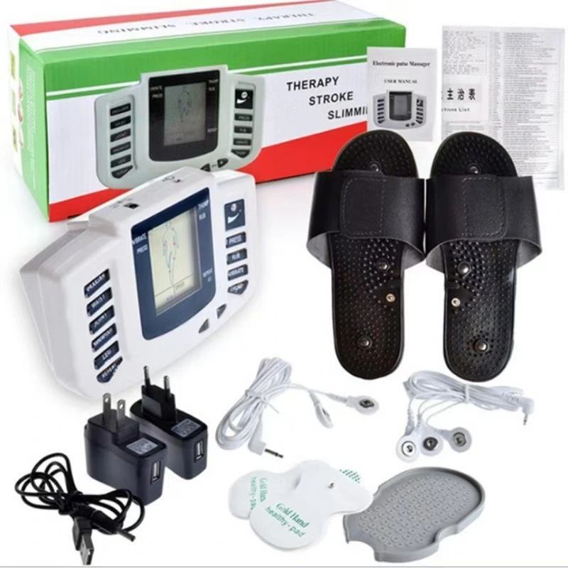 YLSM080 Home EMS Pulse Massager Machine, Electric Muscle Stimulator with Massage Slippers And Electrode Pads for Full‑Body Muscle Relaxation