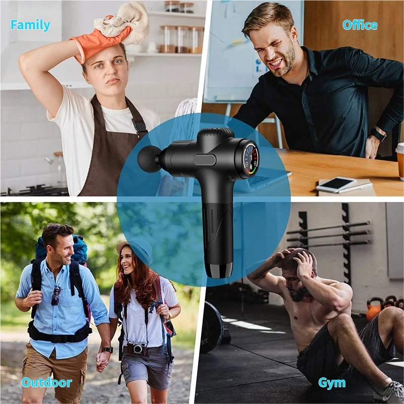 YLSM082 Electric Massager 10 Heads Portable LCD Screen Massage Gun Deep Tissue Fitness Relax Full Body Massage Gun